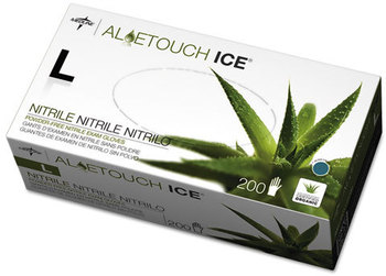 Medline Aloetouch® Ice Nitrile Gloves,  Large, Green, 200/Box