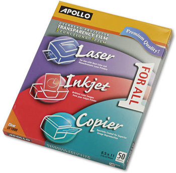 Apollo® Transparency Film,  Letter, Clear, 50/Box