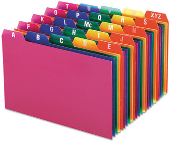 Oxford® Durable Poly A-Z Card Guides,  Alpha, 1/5 Tab, Polypropylene, 4 x 6, 25/Set