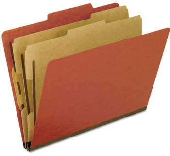 Pendaflex® Four-, Six-, and Eight-Section Pressboard Classification Folders Six-Section 2" Expansion, 2 Dividers, 6 Bonded Fasteners, Letter Size, Red Exterior, 10/BX