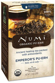 Numi® Organic Tea,  .125oz, Emperor's Puerh, 16/Box