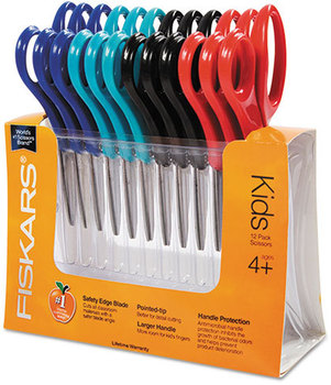 Fiskars® Kids/Student Scissors,  Blunt, 5 in. Length, 1-3/4 in. Cut, 12/Pack