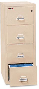 FireKing® Four-Drawer Insulated Vertical File,  20-13/16w x 25d, UL 350° for Fire, Legal, Parchment