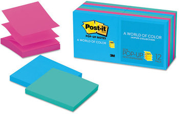 Post-it® Pop-up Notes Original Pop-up Refills,  3 x 3, Jaipur, 100/Pad, 12 Pads/Pack