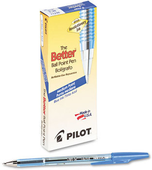 Pilot® Better™ Ball Point Stick Pen,  Blue Ink, 1mm, Dozen