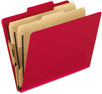 Pendaflex® Six-Section PressGuard® Colored Classification Folders,  Letter, Scarlet, 10/Box