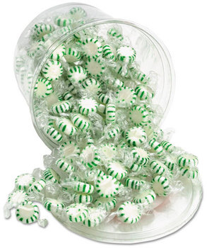 Office Snax® Candy Tubs,  Spearmint Hard Candy, Individual Wrapped, 2 lb Tub