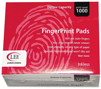 LEE Inkless Fingerprint Pad,  2 1/4 x 1 3/4, Black, Dozen