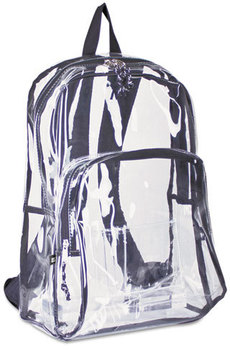 Eastsport® Clear Backpack,  PVC Plastic, 12 1/2 x 5 1/2 x 17 1/2, Clear/Black