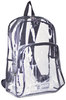 A Picture of product EST-193971BJBLK Eastsport® Clear Backpack,  PVC Plastic, 12 1/2 x 5 1/2 x 17 1/2, Clear/Black