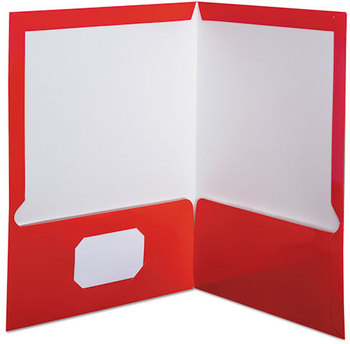 Oxford® Laminated Twin Pocket Folders,  100-Sheet Capacity, Red, 25/Box