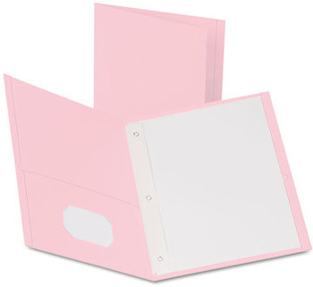 Oxford® Twin-Pocket Folder with Prong Fasteners,  Letter, 1/2" Capacity, Pink,25/Box