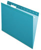 A Picture of product PFX-415215TEA Pendaflex® Colored Reinforced Hanging Folders Letter Size, 1/5-Cut Tabs, Teal, 25/Box