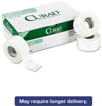 Curad® First Aid Cloth Silk Tape,  2" x 10 yds, White, 6/Pack