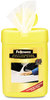 A Picture of product FEL-99705 Fellowes® Multipurpose Cleaning Wipes,  Cloth, 3.14" x 3.94", 65/Tub