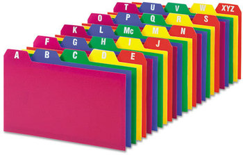 Oxford® Durable Poly A-Z Card Guides,  Alpha, 1/5 Tab, Polypropylene, 3 x 5, 25/Set
