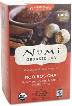 Numi® Organic Tea,  1.71oz, Rooibos Chai, 18/Box