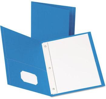 Oxford® Twin-Pocket Folder with Prong Fasteners,  Letter, 1/2" Capacity, Light Blue, 25/Box