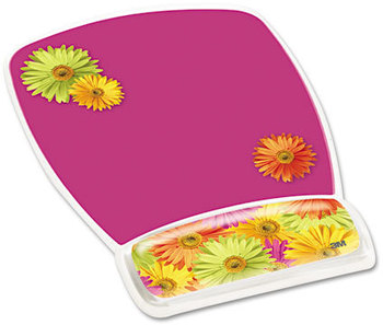 3M Fun Design Clear Gel Mouse Pad Wrist Rest,  6 4/5 x 8 3/5 x 3/4, Daisy Design