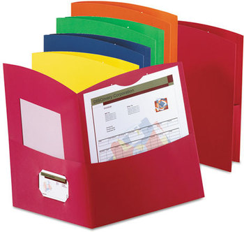 Oxford® Contour Twin-Pocket Folders,  100-Sheet Capacity, Assorted Colors
