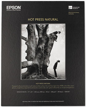 Epson® Hot Press Natural Fine Art Paper,  17 x 22, 25 Sheets