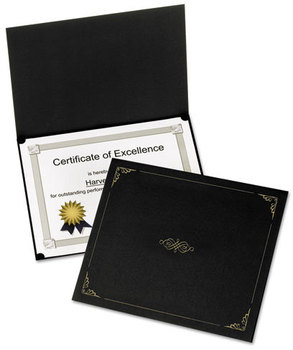Oxford® Certificate Holder,  11 1/4 x 8 3/4, Black, 5/Pack