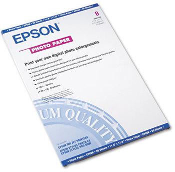 Epson® Glossy Photo Paper,  60 lbs., Glossy, 11 x 17, 20 Sheets/Pack