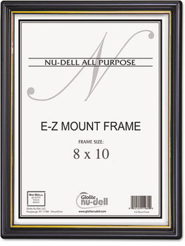 NuDell™ EZ Mount Document Frame,  Plastic, 8 x 10, Black/Gold