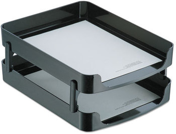 Officemate 2200 Series Front-Loading Desk Tray,  Two Tiers, Plastic, Letter, Black