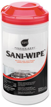 Sani Professional® Sani-Wipe® Surface Sanitizing Wipes,  7 3/4" x 10 1/2", White, 100/Can, 6 Cans/Carton