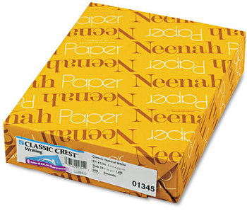 Neenah Paper CLASSIC CREST® Stationery Writing Paper,  24-lb, 8-1/2 x 11, Natural White, 500/Rm