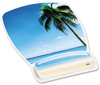 3M Fun Design Clear Gel Mouse Pad Wrist Rest,  6 4/5 x 8 3/5 x 3/4, Beach Design