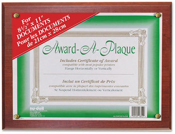 NuDell™ Award-A-Plaque,  Acrylic/Plastic, 10-1/2 x 13, Mahogany