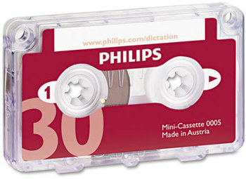 Philips® Dictation Mini Cassettes,  30 Minutes (15 x 2), 10/Pack