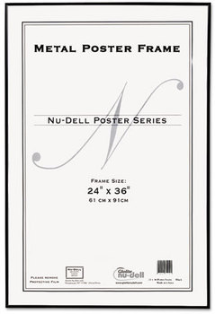 NuDell™ Metal Poster Frame,  Plastic Face, 24 x 36, Black