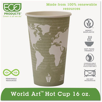 Eco-Products® World Art™ Hot Cups,  16 oz., 50/PK, 20 PK/CT