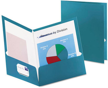 Oxford® Metallic Laminated Twin Pocket Folders,  100-Sheet Capacity, Metallic Teal
