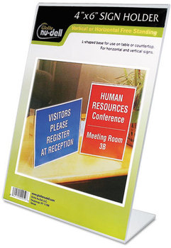 NuDell™ Clear Plastic Sign Holders,  Desktop, 4 x 6