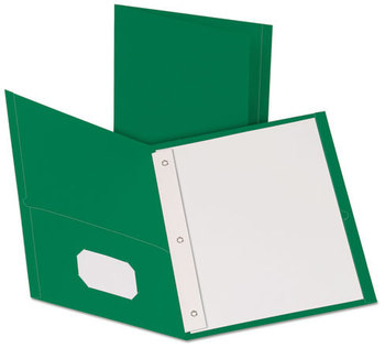 Oxford® Twin-Pocket Folder with Prong Fasteners,  Letter, 1/2" Capacity, Green, 25/Box