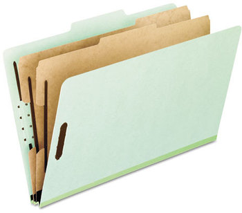 Pendaflex® Four-, Six-, and Eight-Section Pressboard Classification Folders Six-Section 2" Expansion, 2 Dividers, 6 Fasteners, Letter Size, Green Exterior, 10/Box