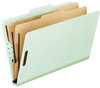 A Picture of product PFX-17173 Pendaflex® Four-, Six-, and Eight-Section Pressboard Classification Folders Six-Section 2" Expansion, 2 Dividers, 6 Fasteners, Letter Size, Green Exterior, 10/Box