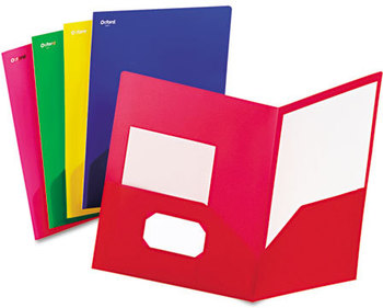 Oxford® Fashion Poly Twin-Pocket Folder,  Polypropylene, Assorted, 25/Box
