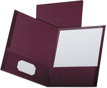Oxford® Linen Twin-Pocket Folder,  Letter, Burgundy,25/Box