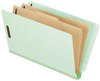 A Picture of product PFX-23324 Pendaflex® End Tab Classification Folders 2" Expansion, 2 Dividers, 6 Fasteners, Legal Size, Pale Green Exterior, 10/Box