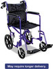 A Picture of product MII-MDS808210ABE Medline Excel Deluxe Aluminum Transport Wheelchair,  19w x 16d, 300lb Cap