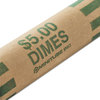 A Picture of product MMF-2160640C02 MMF Industries™ Nested Preformed Coin Wrappers,  Dimes, $5.00, Green, 1000 Wrappers/Box
