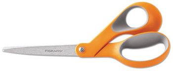Fiskars® Home and Office Scissors,  8" Length, Softgrip Handle, Orange/Gray
