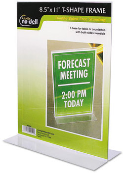 NuDell™ Clear Plastic Sign Holders,  Stand-Up, 8 1/2 x 11