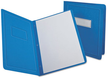 Oxford® Title Panel and Border Front Report Cover,  3 Fasteners, Panel and Border Cover, Letter, Light Blue, 25/Box