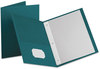 A Picture of product OXF-57755 Oxford® Twin-Pocket Folder with Prong Fasteners,  Letter, 1/2" Capacity, Teal, 25/Box